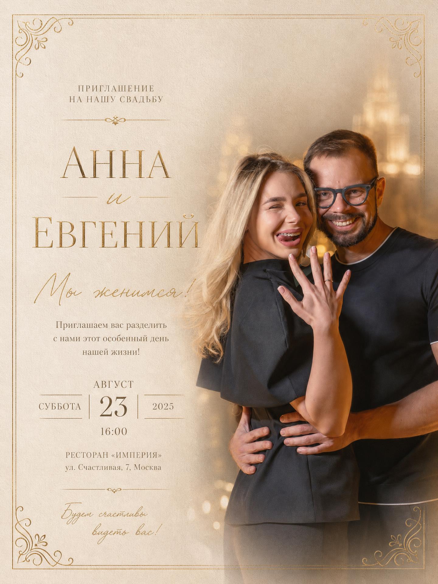 Свадебное приглашение — элегантное и чистое