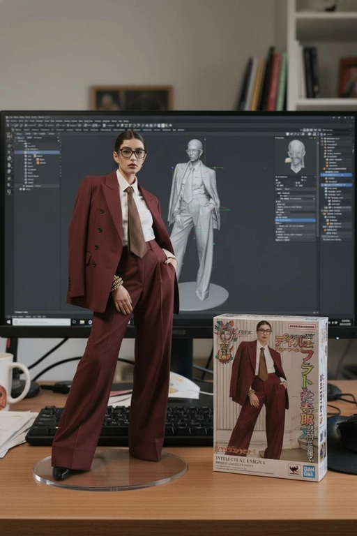 Создать ИИ-фото 3D-фигурки на компьютерном столе