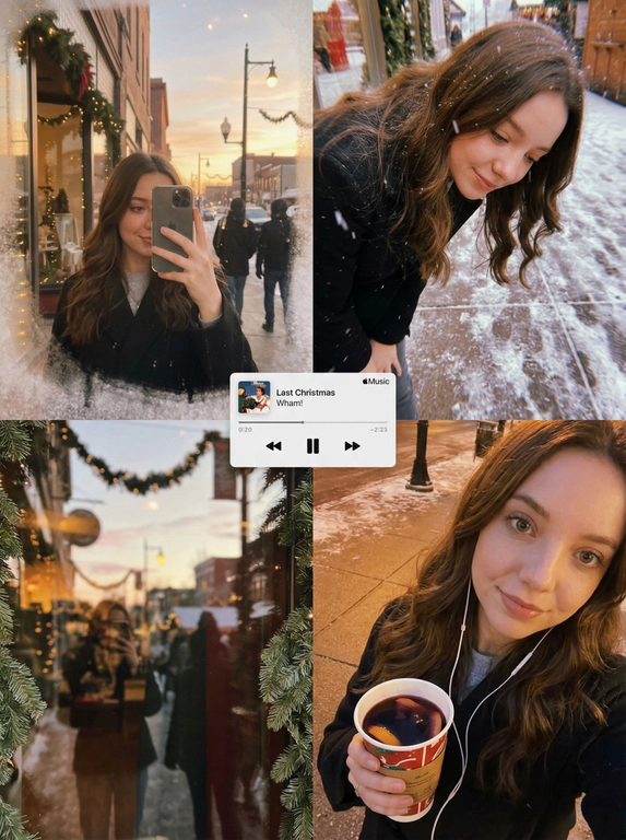 Рождественский коллаж с ИИ: прогулка под Last Christmas
