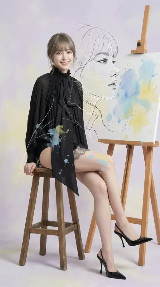 Художница в стиле mixed media