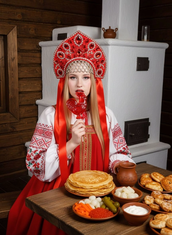 Русский народный образ на Масленицу в кокошнике