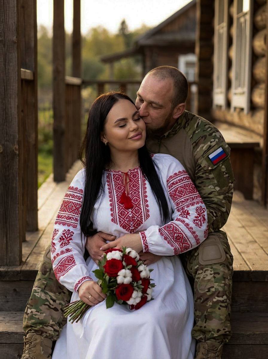 Молодая пара сидит на деревянном крыльце д...