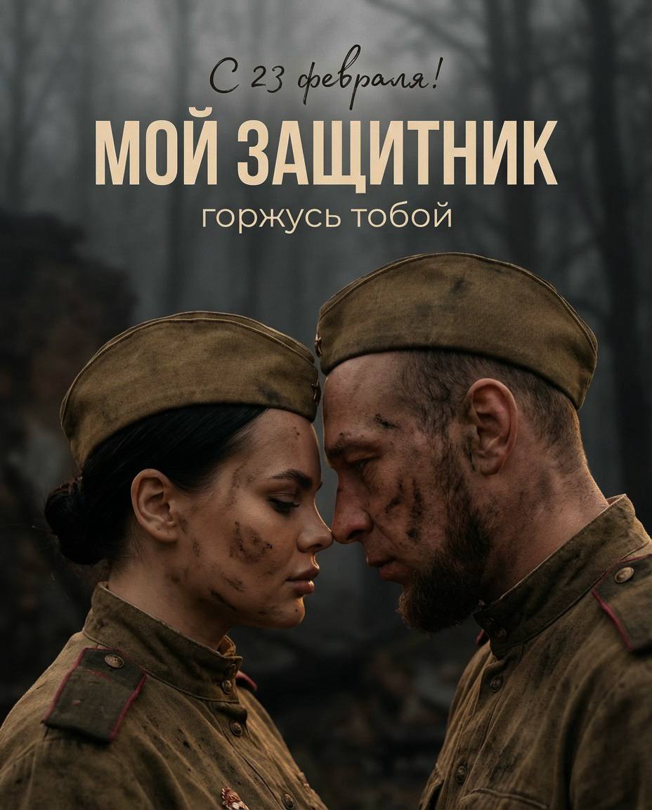 На изображении пара, стоящая на фоне туман...