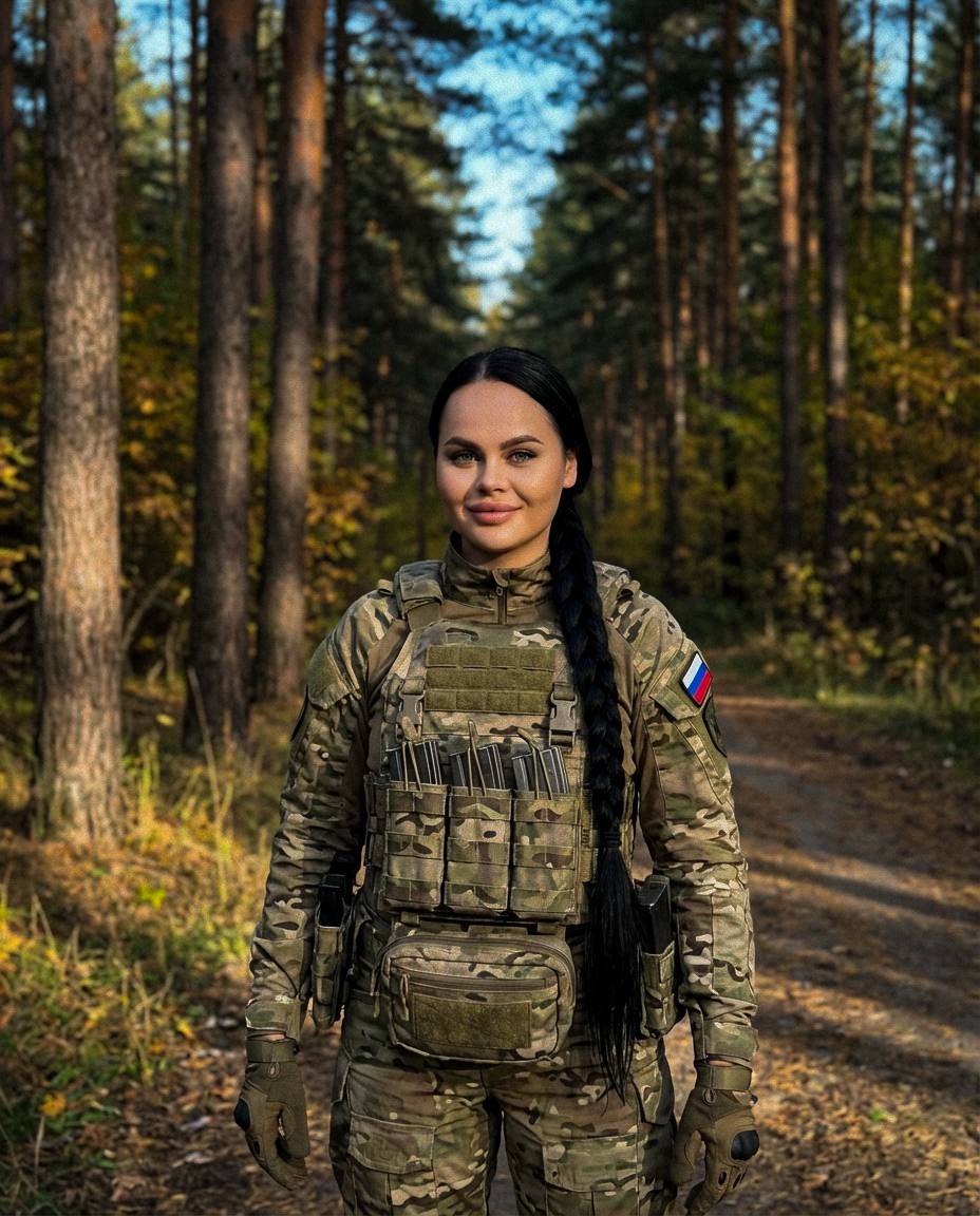 Реалистичный девушка в тактической военной...