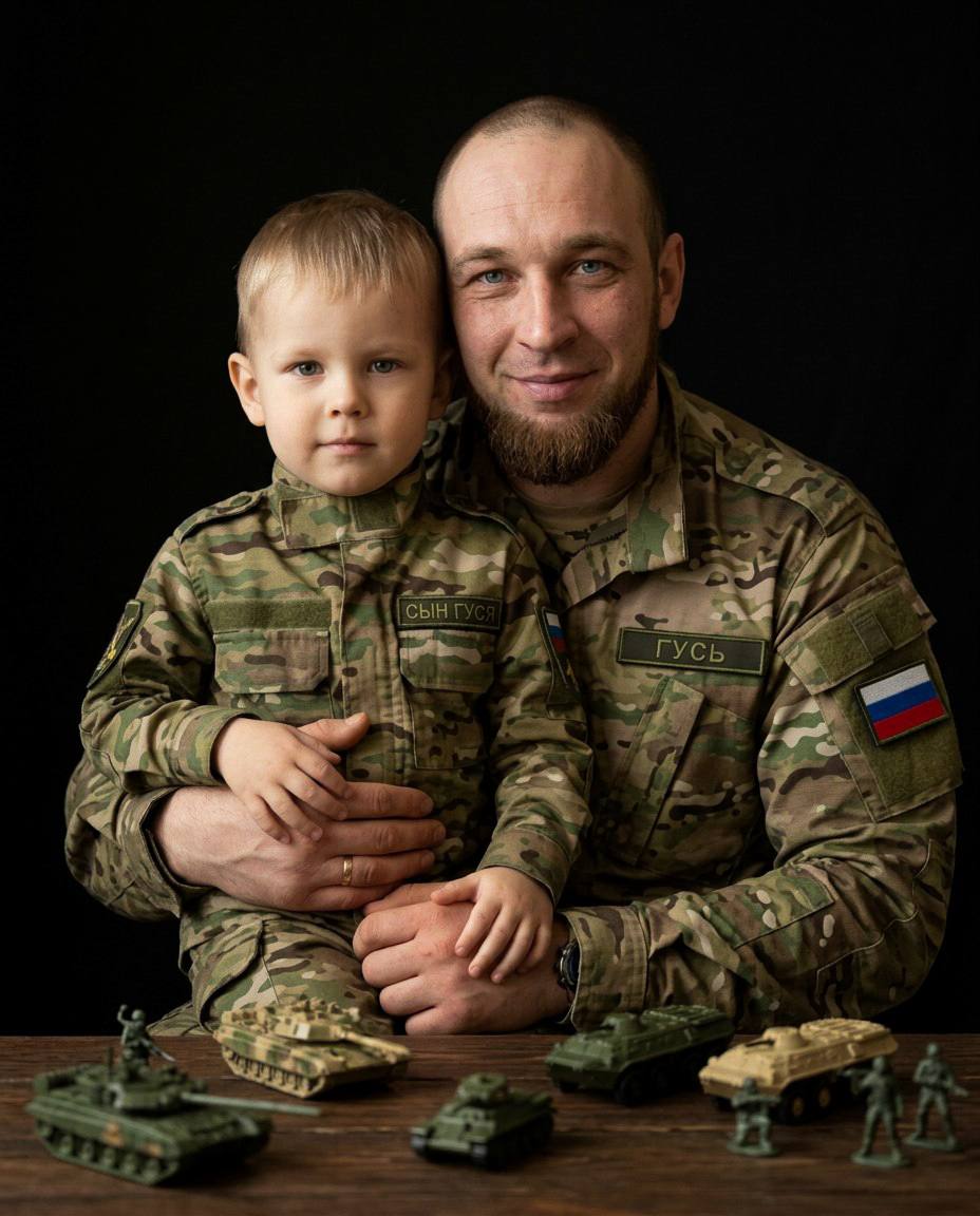 Не меняя внешности мужчины и ребенка с фот...