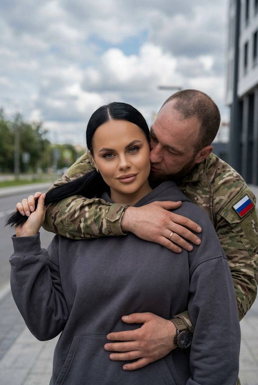 фотореалистичное уличное фото пары на фоне...