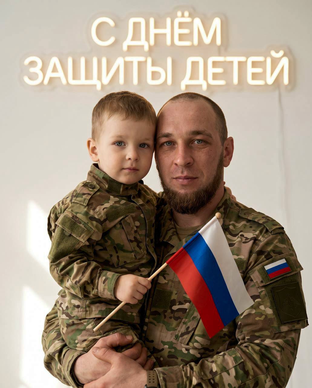 Не меняя внешности ребенка и мужчины с фот...