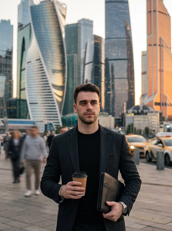 Создайте мужской ИИ-портрет в Москва-Сити