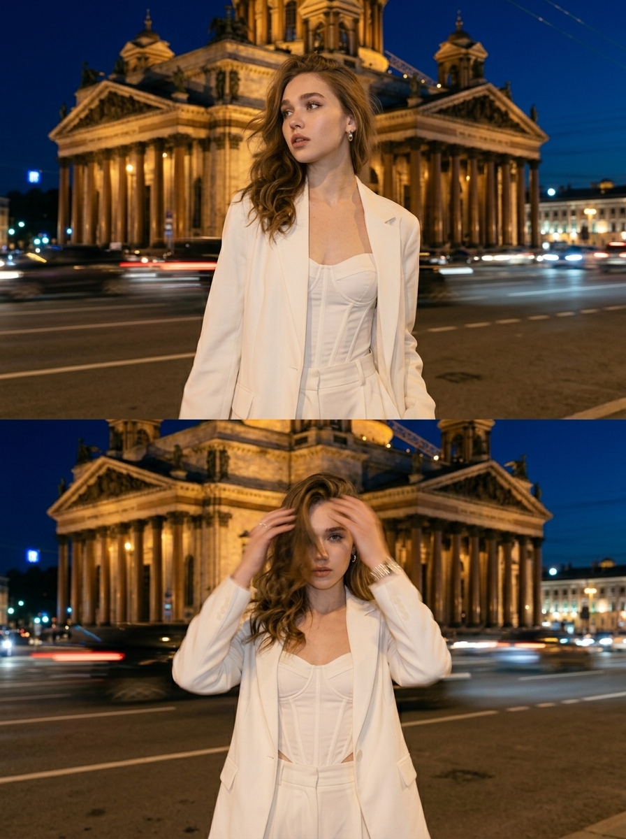 Создайте ИИ-фото себя: ночной коллаж у собора