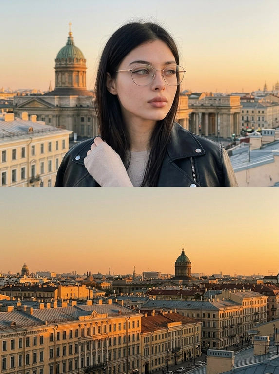 Создайте ИИ-коллаж с собой на крыше Петербурга