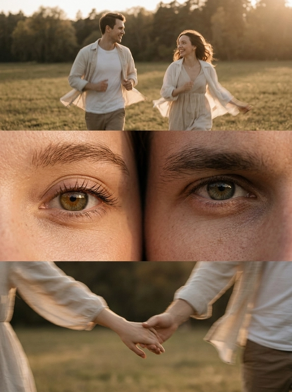 Создайте ИИ-фото встречи на поляне в стиле love story