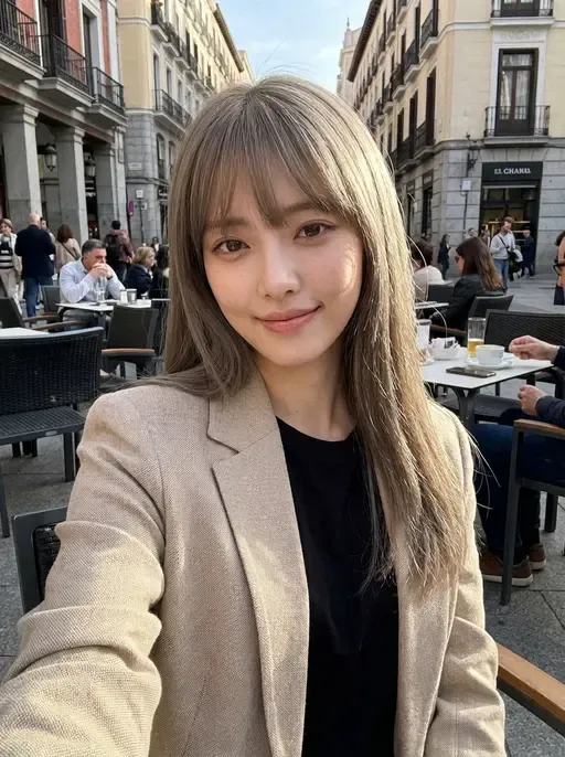 Селфи в уличном кафе