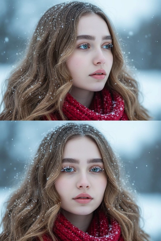 Зимний коллаж: ИИ-фотоколлаж из двух кадров с киноэффектом
