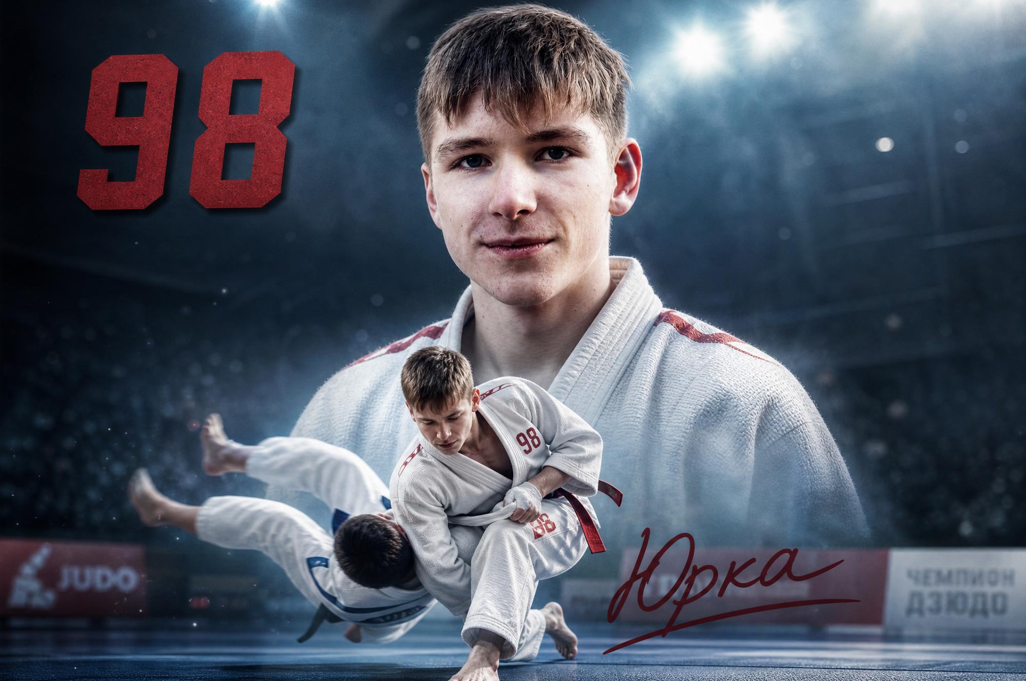 Кинематографичный спортивный постер для мальчика дзюдоиста