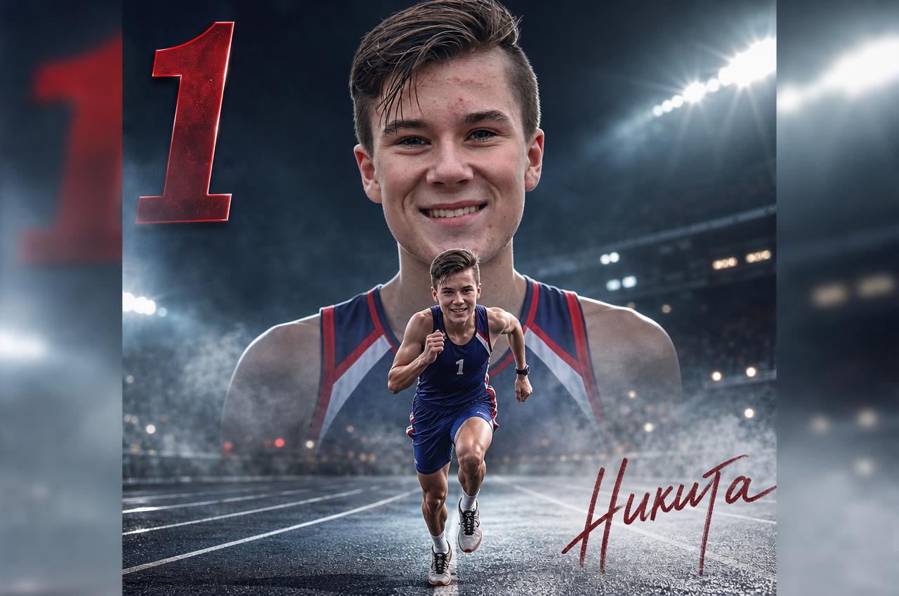 Кинематографичный спортивный постер для мальчика бегуна