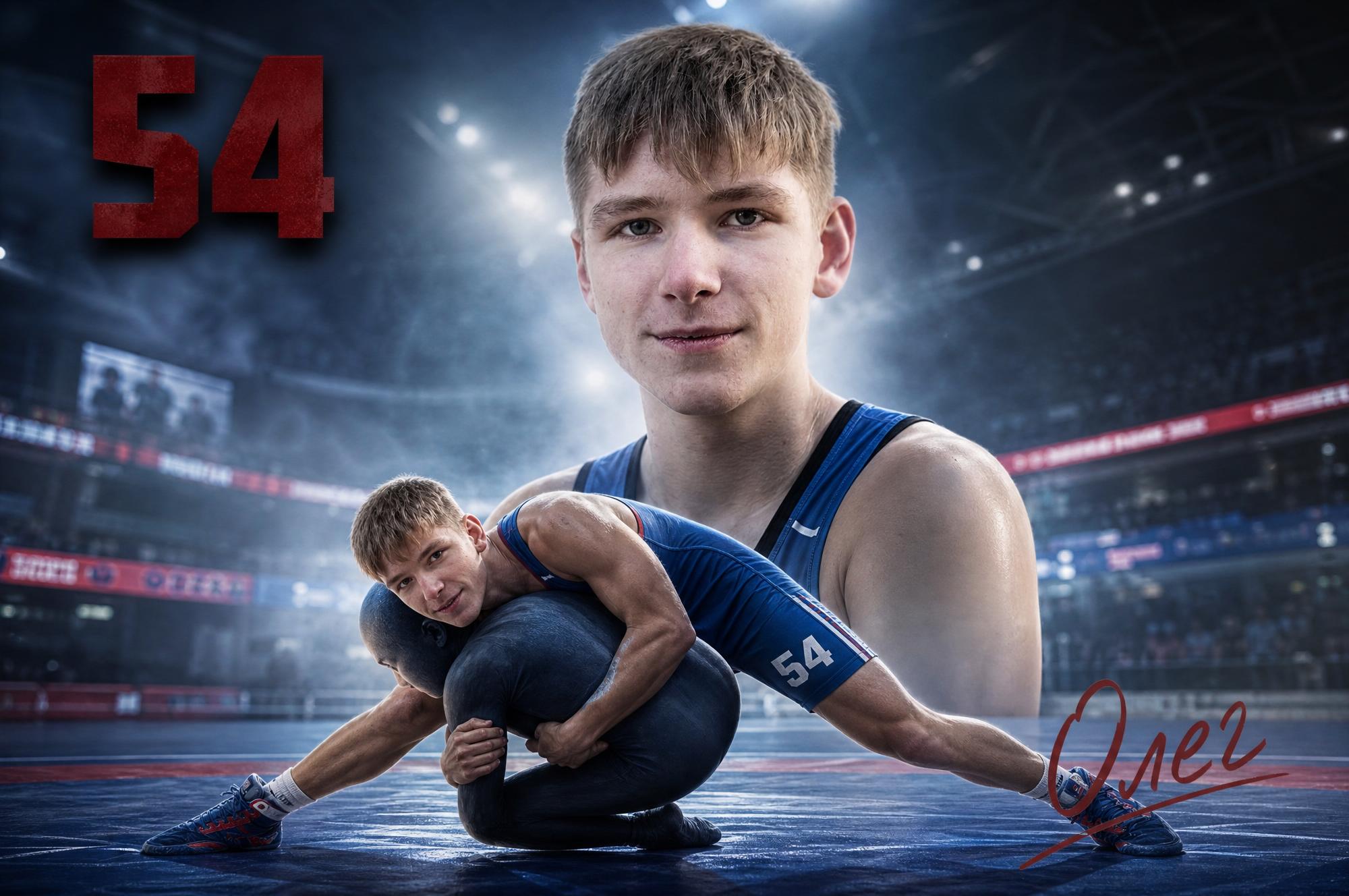 Кинематографичный спортивный постер для мальчика борца