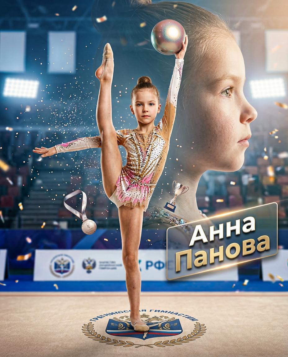 Кинематографичный спортивный постер для девочки гимнастки