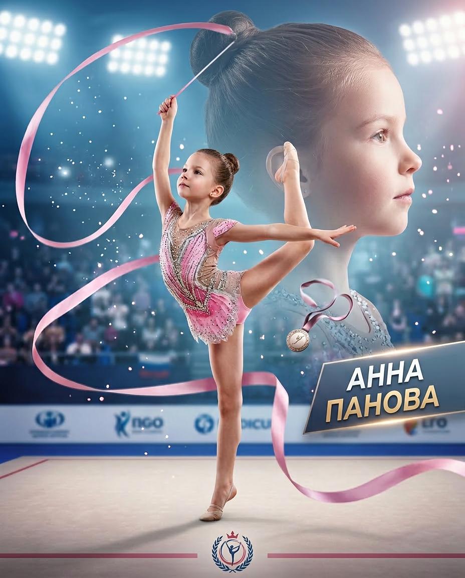 Кинематографичный спортивный постер для девочки гимнастки (версия 2)