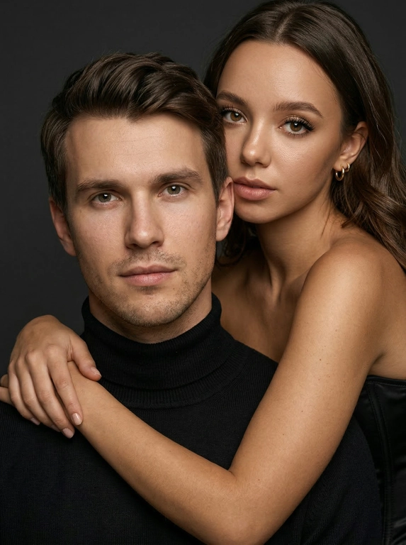 Создайте ИИ-студийный портрет пары в luxury стиле