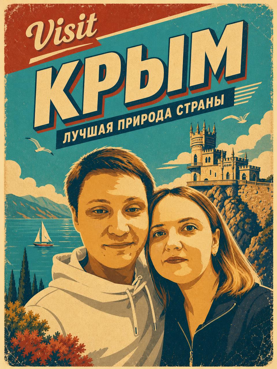 Ретро туристический постер — винтажный стиль