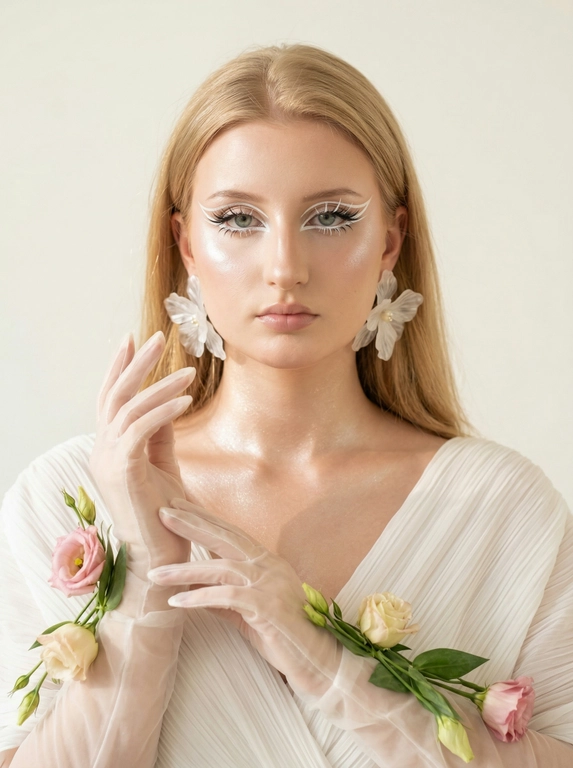 Создайте ИИ-портрет в белом кутюр-стиле высокой моды