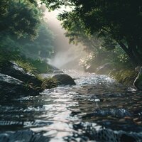 Soothing Stream Under Moonlight - Echo of Light & Meteoric Stream & Natural X