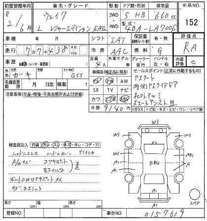 Daihatsu Wake Лот № 152 2020