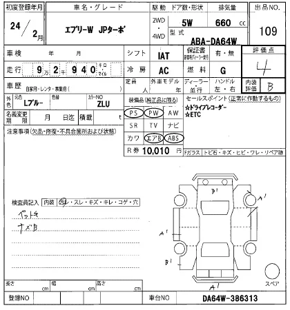 Suzuki Every Wagon Лот № 109 2012
