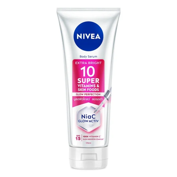 Nivea BodySerum Extra Bright 10Super Vitamins Skin Foods Glow Perfection SPF15 170Ml. Оригинал