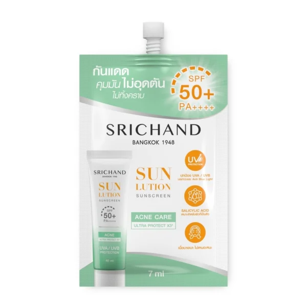 Srichand Sunlution Acne Care Sunscreen SPF50+ PA++++ 7ml. Оригинал