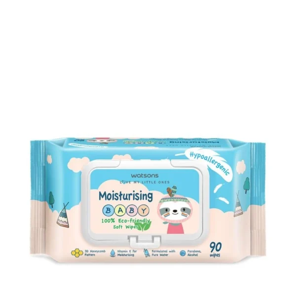 Watsons Moisturising Baby 100 Eco-Friendly Soft Wipes 90sheets. Оригинал