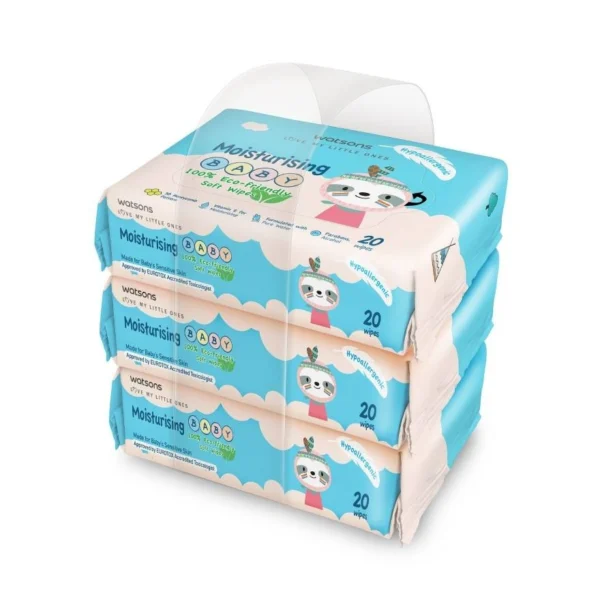 Watsons Moisturising Baby 100 Eco-Friendly Soft Wipes 20s x 3 packs. Оригинал