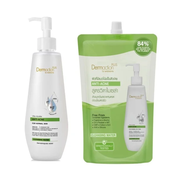 Dermaction Plus By Watsons Vita-Micellar Anti-Acne Cleansing Water 250ml+500ml(Refill Оригинал