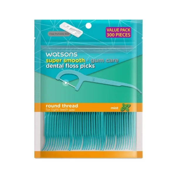 Watsons Super Smooth Mint Round Thread Dental Floss Picks300s with portable box. Оригинал