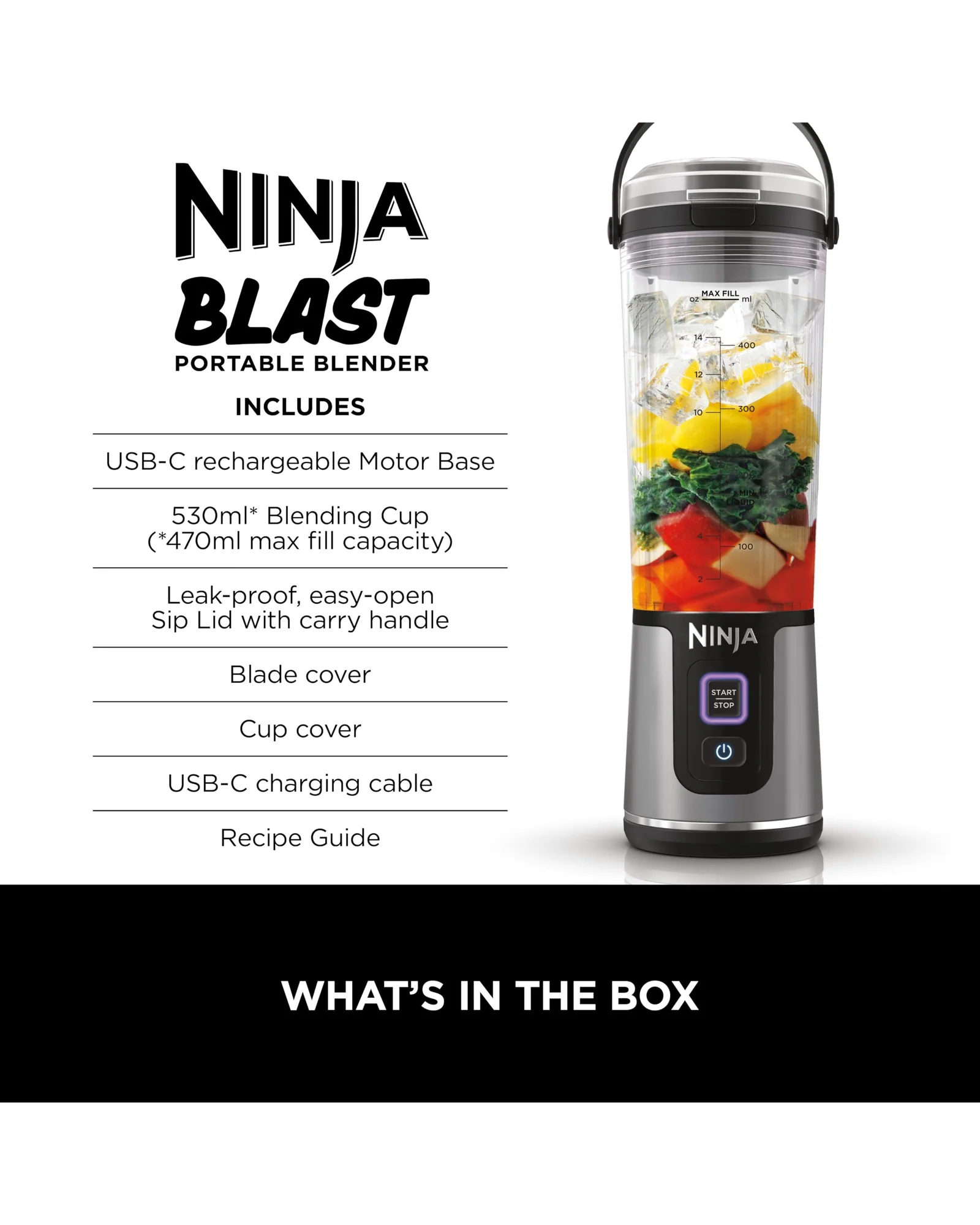 Портативный блендер Ninja Blast 18 oz Чёрный — 9