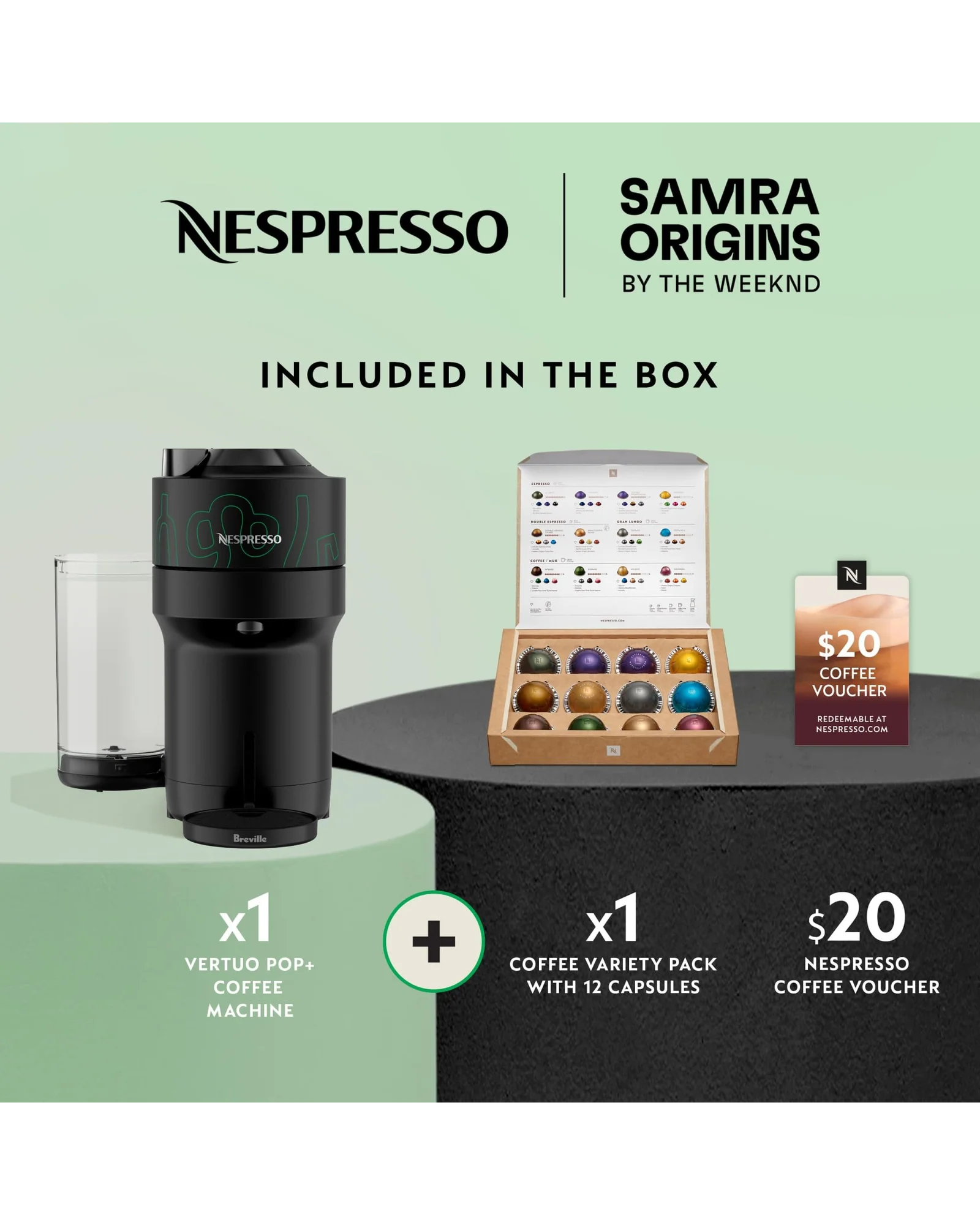 Кофемашина Nespresso Vertuo Pop+ Чёрно-зелёный Black Green — 3