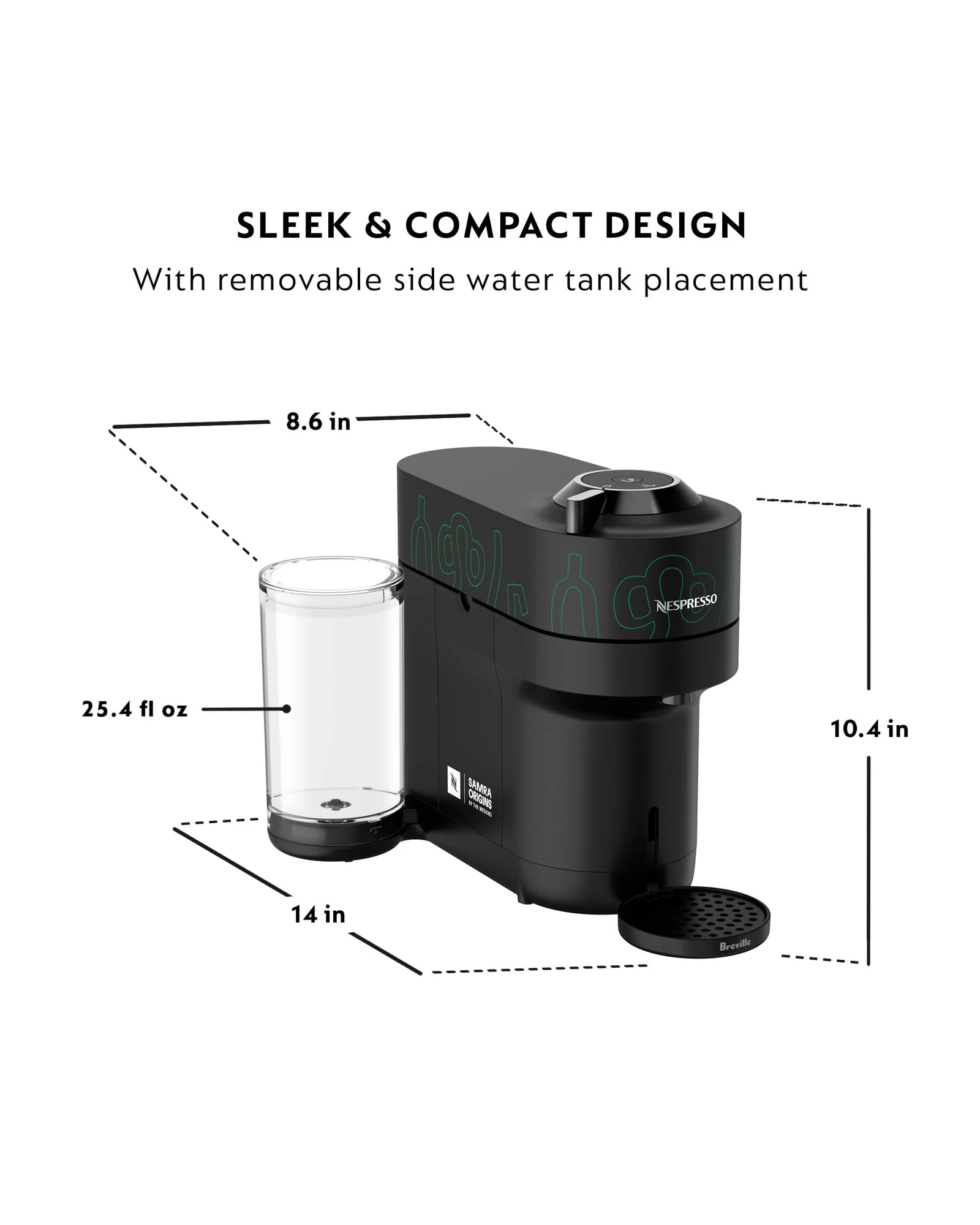 Кофемашина Nespresso Vertuo Pop+ Чёрно-зелёный Black Green — 4