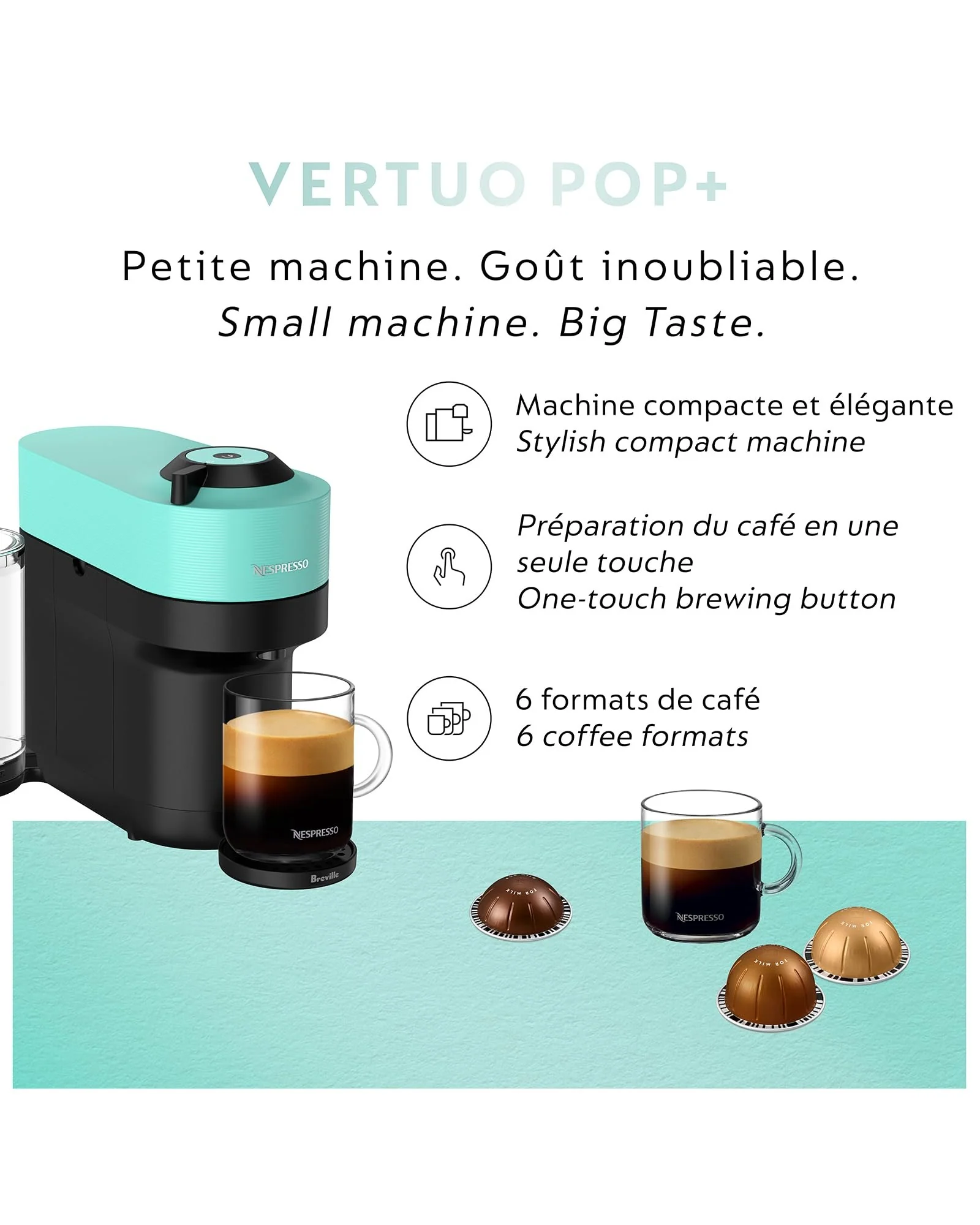 Кофемашина Nespresso Vertuo Pop+ Мятный Aqua Mint — 6