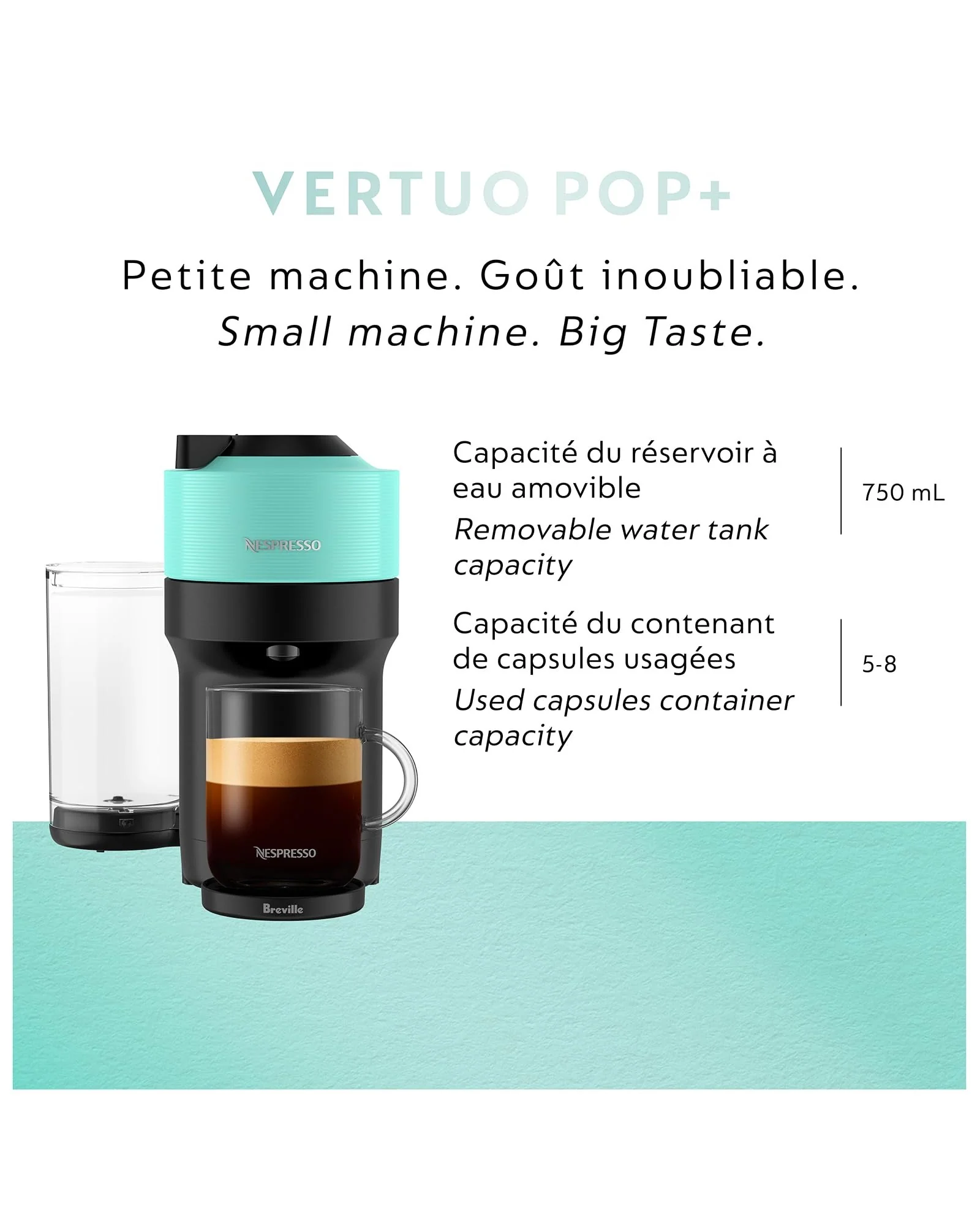 Кофемашина Nespresso Vertuo Pop+ Мятный Aqua Mint — 7