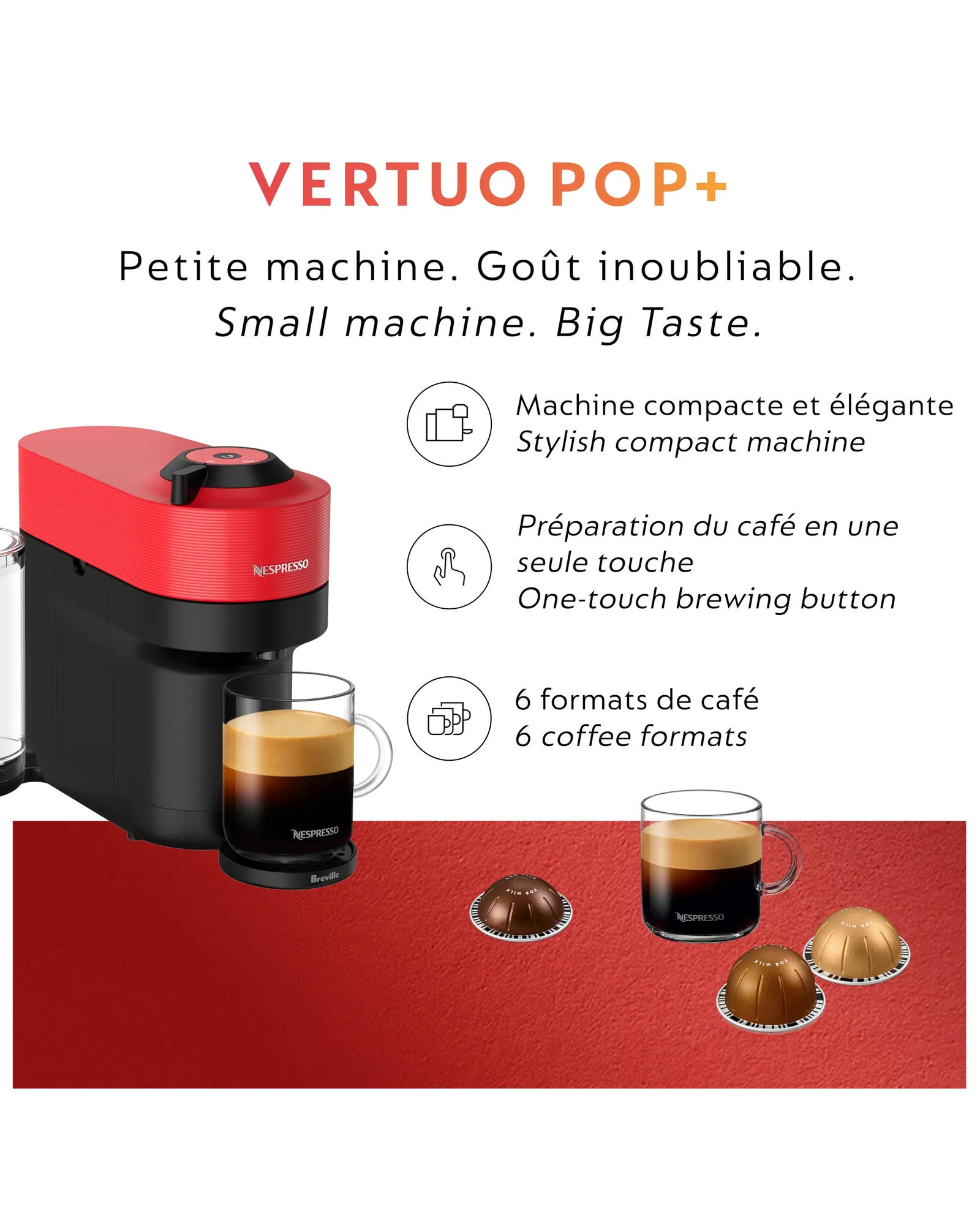 Кофемашина Nespresso Vertuo Pop+ Красный Spicy Red — 7