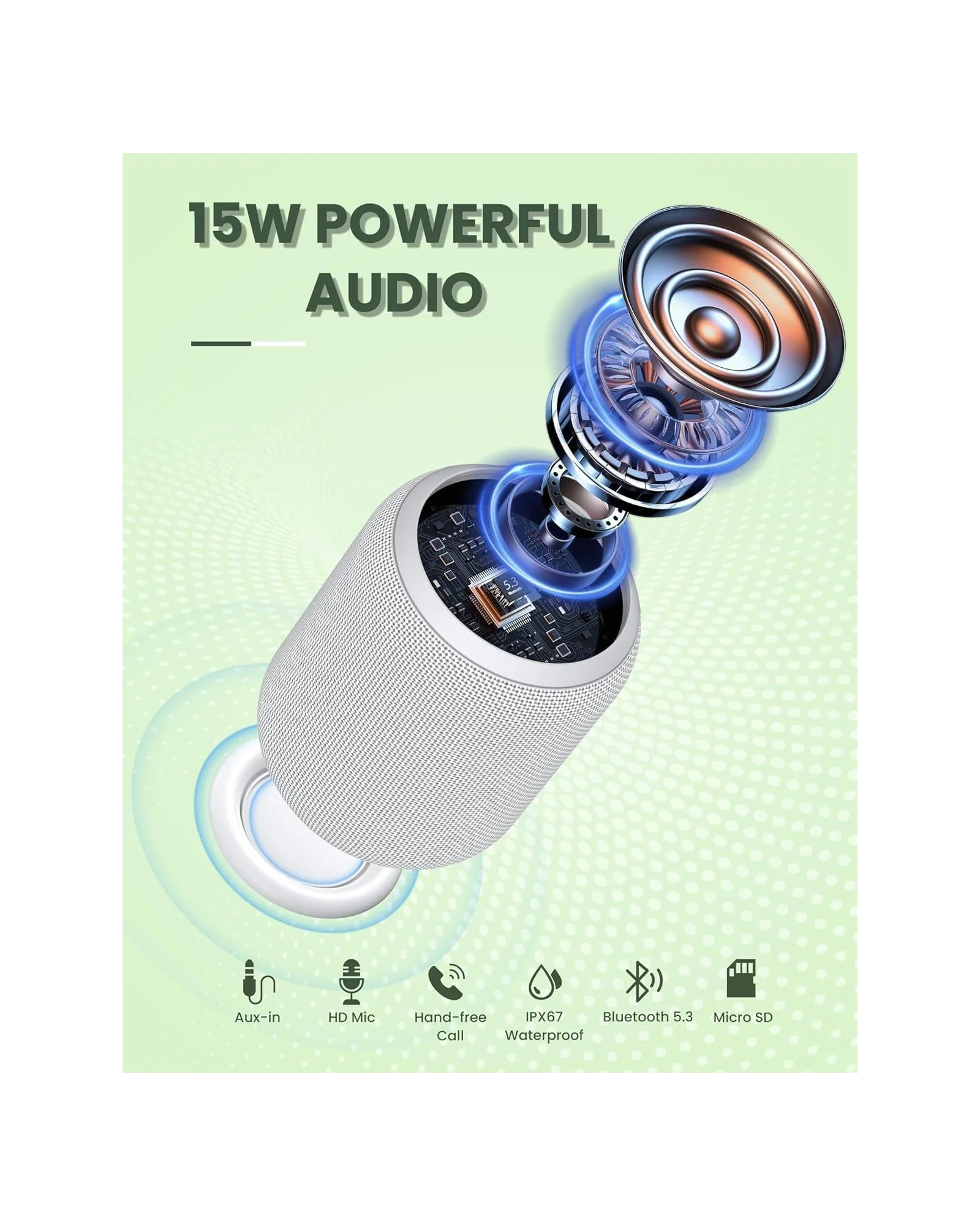 Bluetooth-колонка NOTABRICK 15 Вт Серебристо-белый — 2