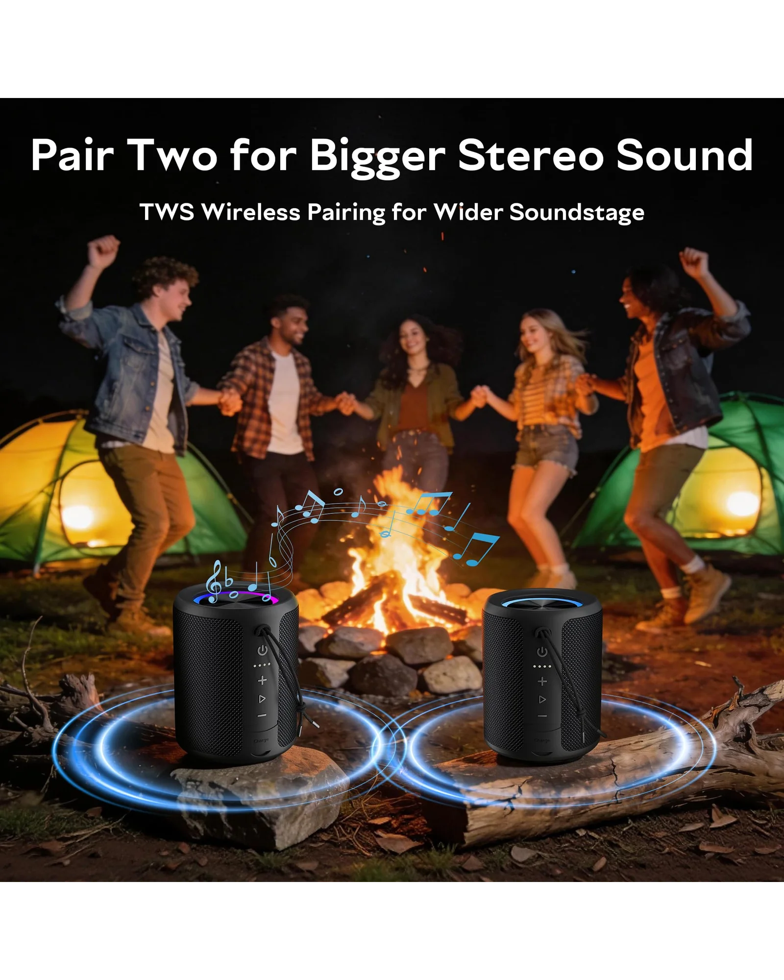 Portable Bluetooth Speaker IPX7 водонепроницаемая 20W с RGB подсветкой — 4