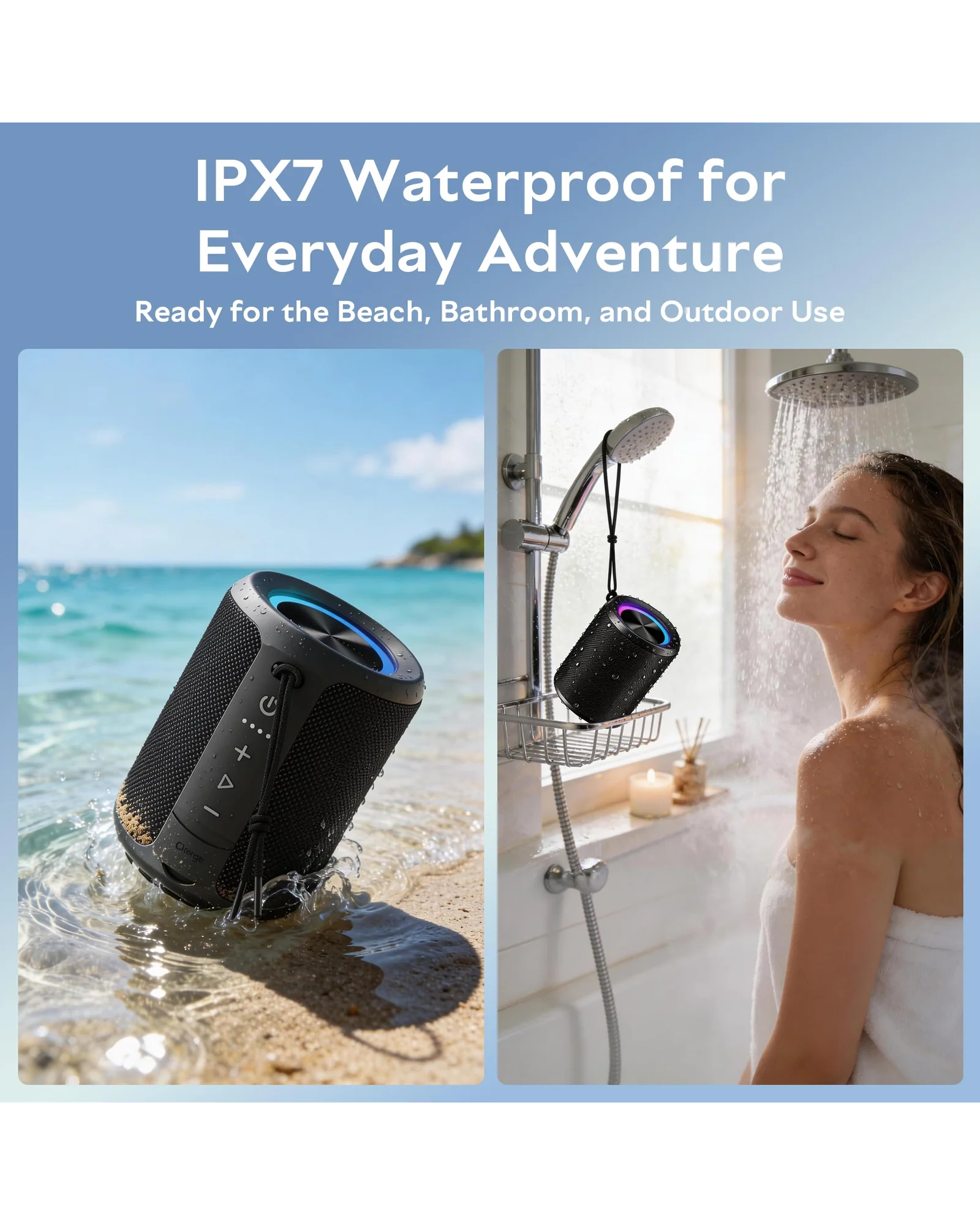 Portable Bluetooth Speaker IPX7 водонепроницаемая 20W с RGB подсветкой — 6