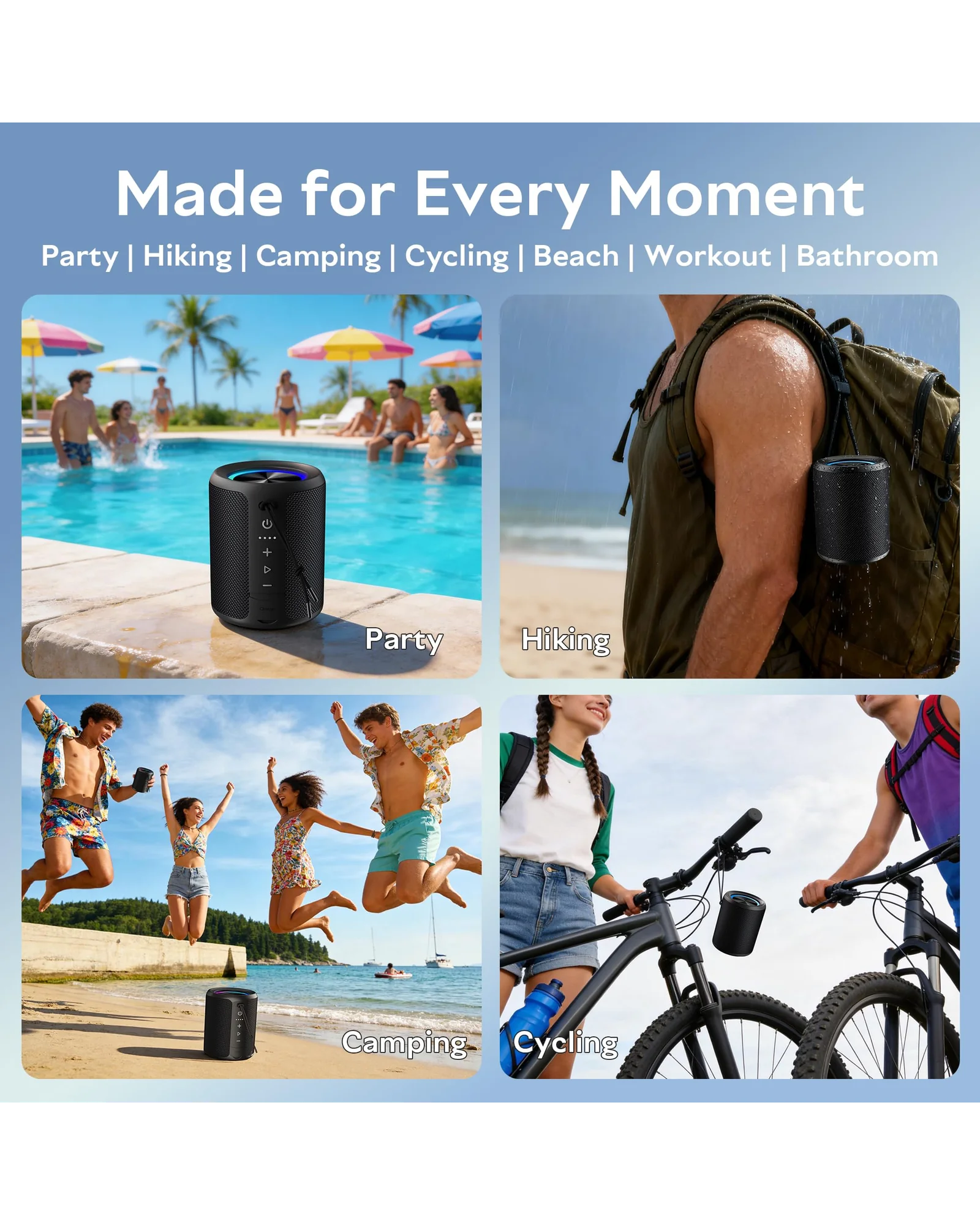 Portable Bluetooth Speaker IPX7 водонепроницаемая 20W с RGB подсветкой — 7