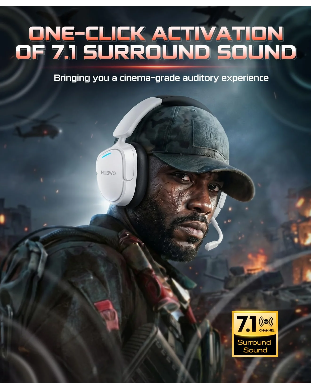 NUBWO HG04 игровые наушники PS5, 7.1 Surround, 80ч — 3
