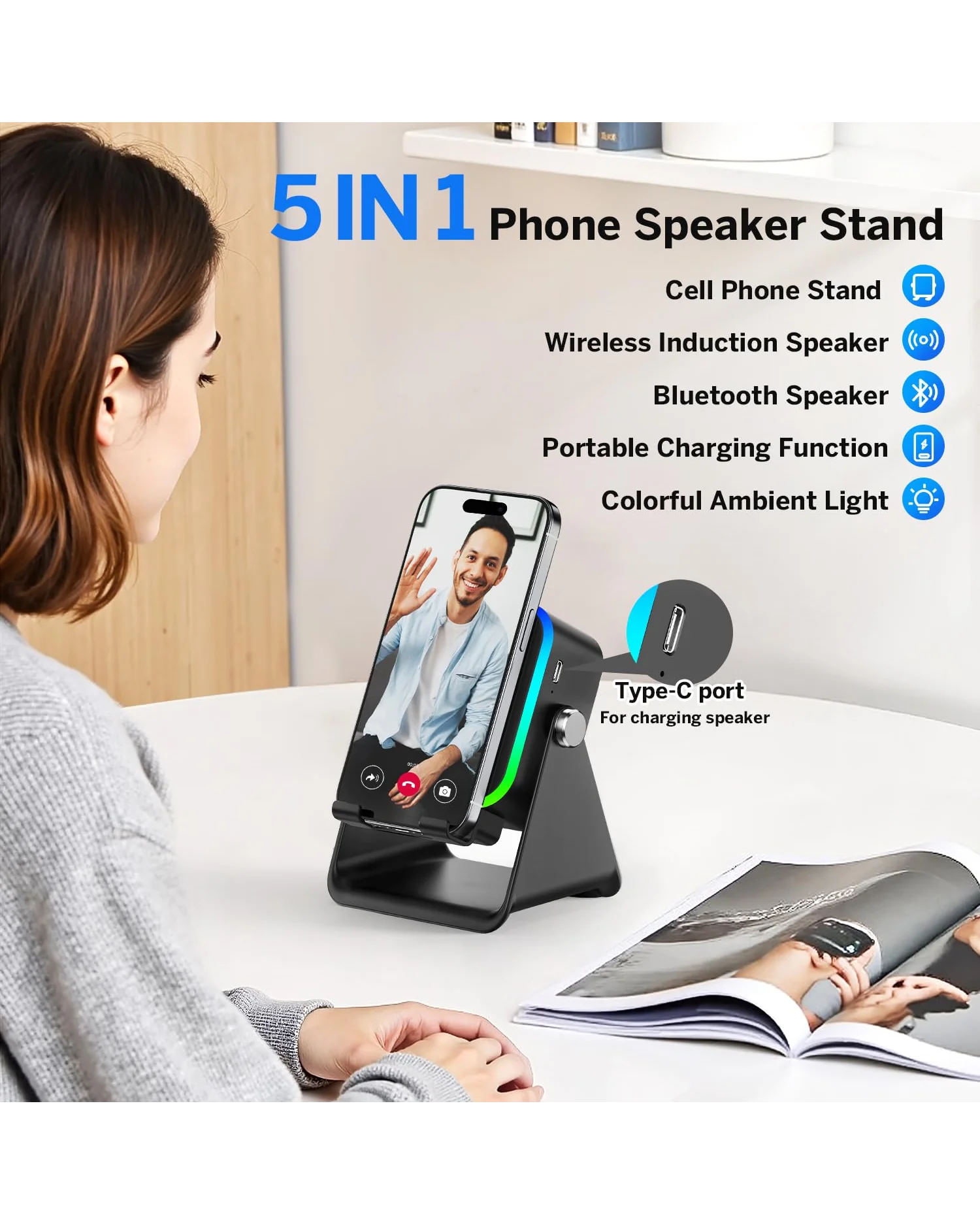 Wireless Induction Speaker колонка Bluetooth с держателем телефона — 3
