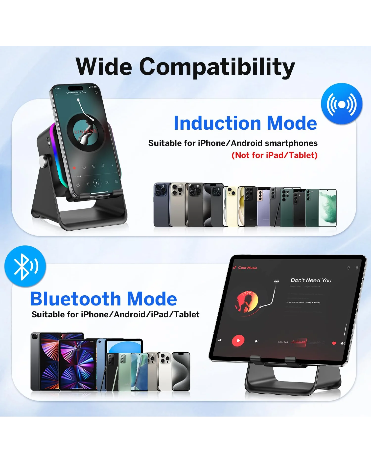 Wireless Induction Speaker колонка Bluetooth с держателем телефона — 7