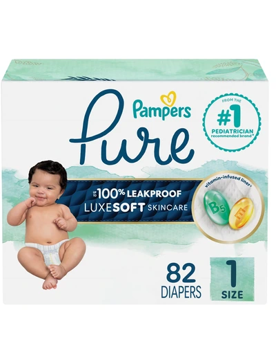 Pampers Pure подгузники размер 1 (8-14 фунтов) 82 штуки