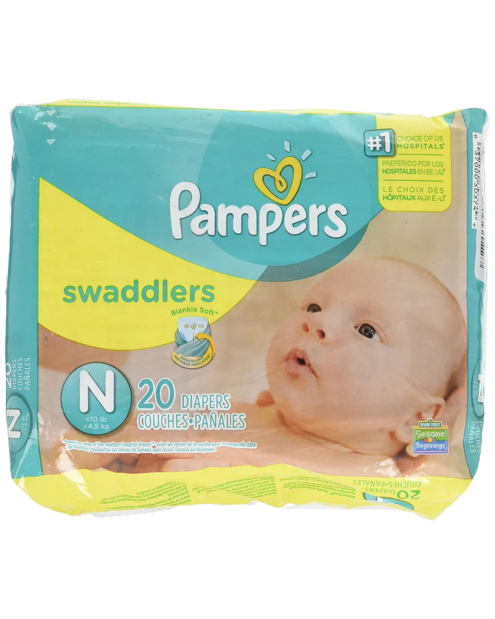 Pampers Swaddlers Newborn подгузники 20 шт — желтый