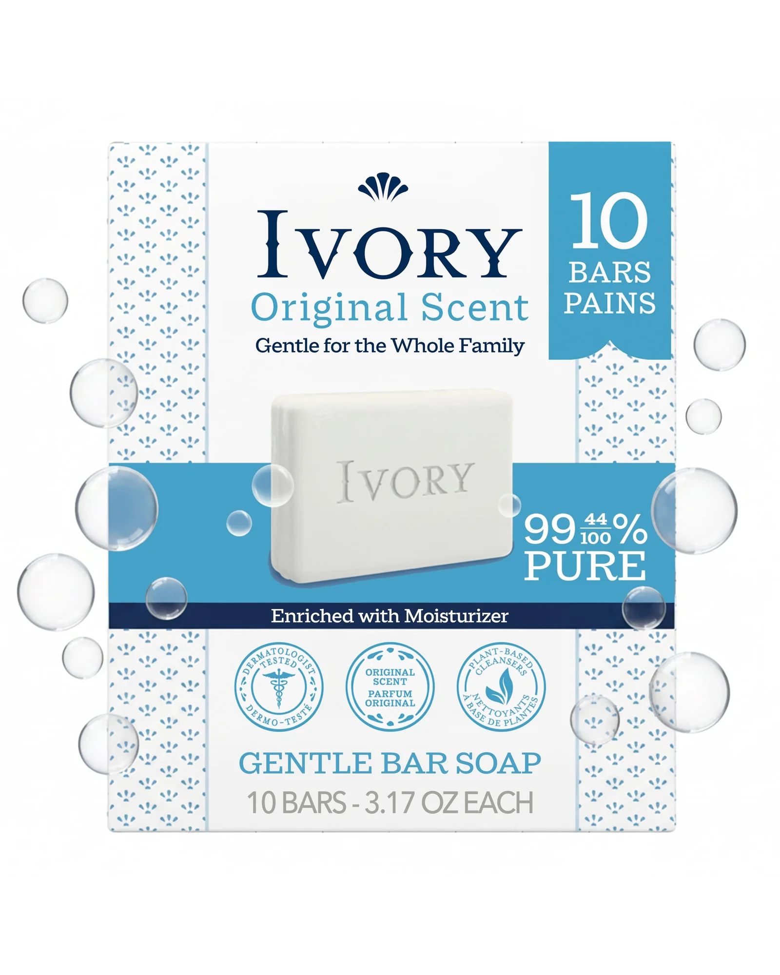 Ivory мыло нежное 99.44% чистое оригинальное 10 шт — белый